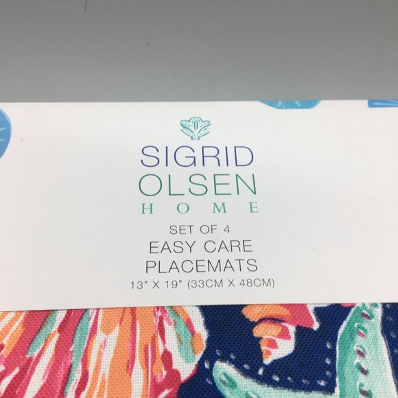 4 Sigrid Olsen Starfish Seashell Beach Placemats In/Outdoor Pink Turquoise 13x19 - Picture 2 of 11